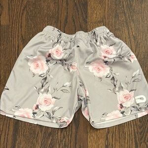 Floral Gray and pink youth athletic Shorts